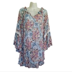 Spense beautiful Boho Bloomcore Festival floral multi color Fairy Lace 2X blouse